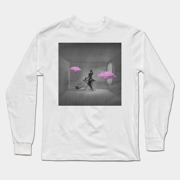Pink Clouds - Surreal/Collage Art Long Sleeve T-Shirt by DIGOUTTHESKY